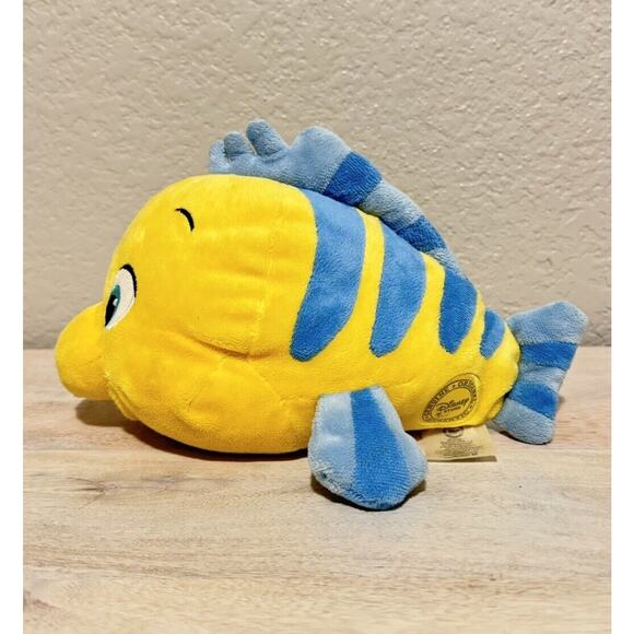 Disney Store Little Mermaid Flounder Plush Stuffed Animal Toy 9” Genuine Stamped - Picture 3 of 5
